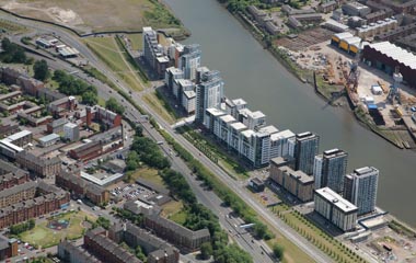 Aerial view of the Glasgow Harbour section